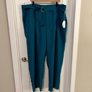 A New Day teal slacks with belt